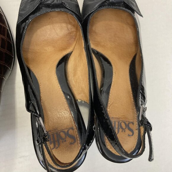 Lot of 3 Sofft Heels Shoes Womens 7 Black Brown Patent Slingback Leather Pumps - Picture 16 of 16